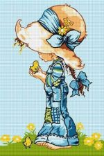 Fetiță cu puișori